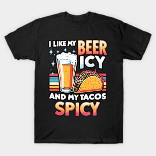 Icy Beer Spicy Tacos Party Novelty Funny Beer T-Shirt